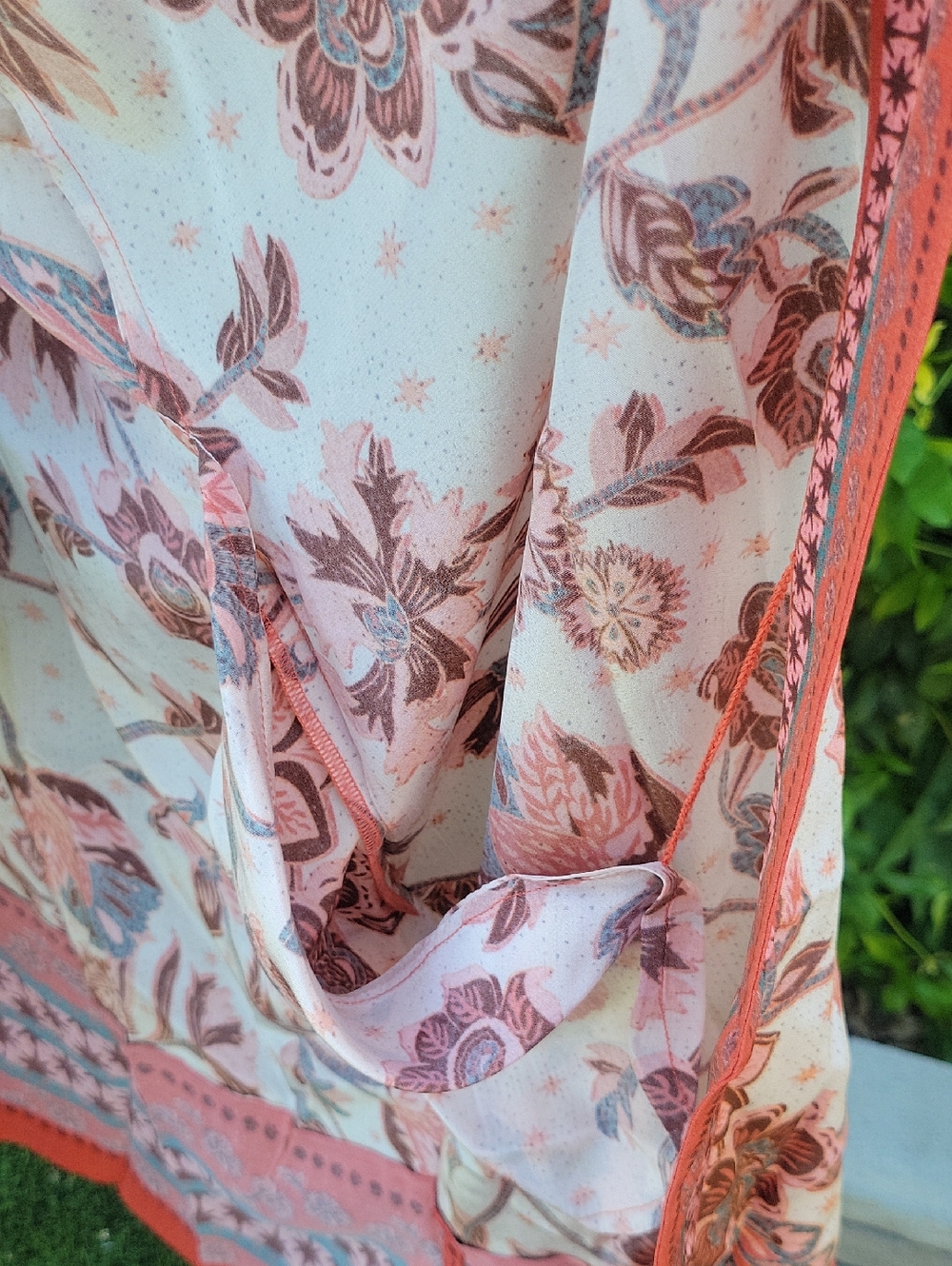 Sundance Marsala Floral Botanical Kimono Duster With Pockets XL - Picture 14 of 15